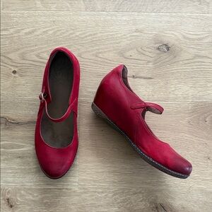Dansko Red Women's Mary Jane Wedge Shoes